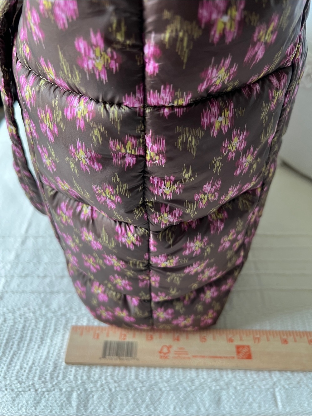 Land’s End Quilted Floral Tote Bag - Chocolate Brown & Pink - Picture 5 of 15